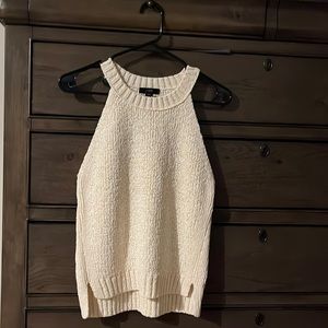 High neck textured pointelle sweater tank